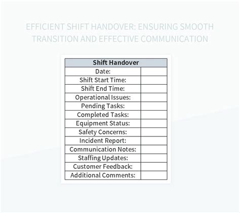 Efficient Vacation Handover Ensuring Smooth Transition Excel Template