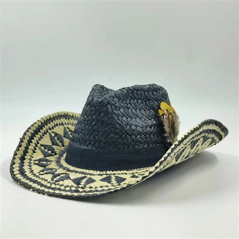 Sombrero De Paja De Vaquero Occidental Para Hombre Visera Grande A La