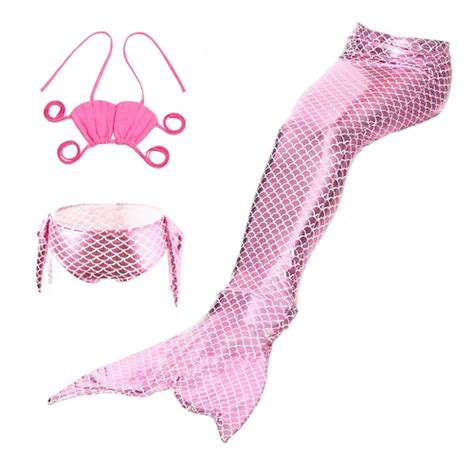 Ni Os Cola De Sirena Rosa Con Bikini Cuotas Sin Inter S