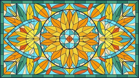 Premium Vector Mosaic Stained Glass Background Geometry And Floral