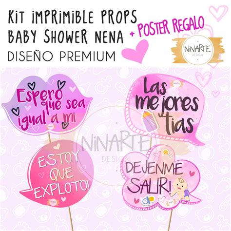 Props Photo Booth Baby Shower Nena Mujer Pdf Carteles Frases Etsy