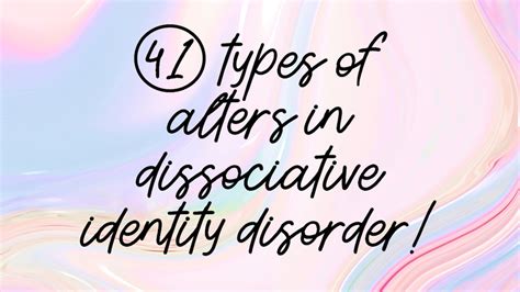 41 Types Of Alters In Dissociative Identity Disorder A Booklet