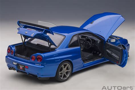 1 18 Nissan Skyline Gt R R34 V Spec Ii Bayside Blue Pole Position