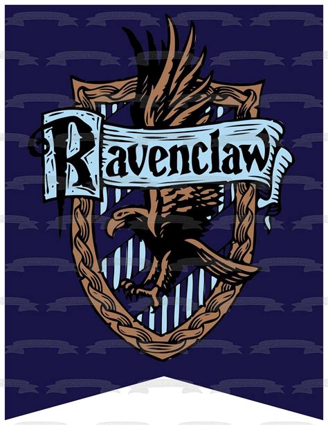 Harry Potter Hogwarts Ravenclaw Crest Blue Background Edible Cake