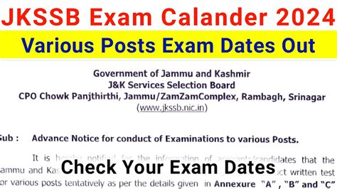 Jkssb Exam Calander Jkssb Advance Notice Exam In May Jkssb