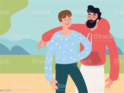 Father Hugging A His Son Stock Illustration - Download Image Now ...