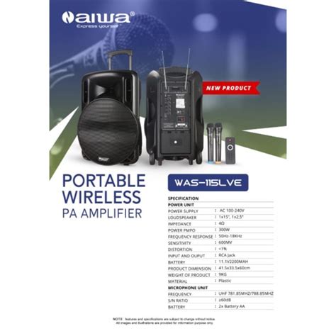 Jual Speaker Portable Wireless N Aiwa Was Lve Original Inch