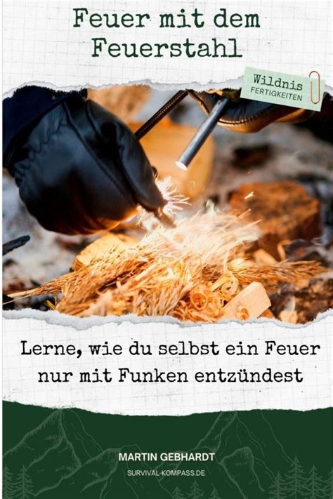 Wildnis Fertigkeiten Mit Dem Feuerstahl Und Birkenrinde Ein Feuer