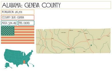 Map of geneva county in alabama usa Royalty Free Vector