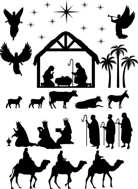 Christmas Nativity Silhouettes Set 13123879 Vector Art At Vecteezy