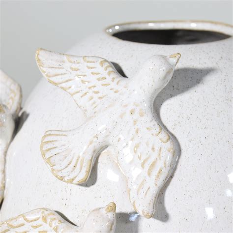 White Ceramic Flying Bird Vase Fourth Interiors