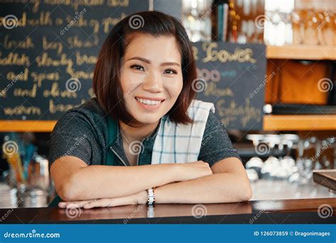 Female Bartender Stock Image Image Of Female Leaning 126073859