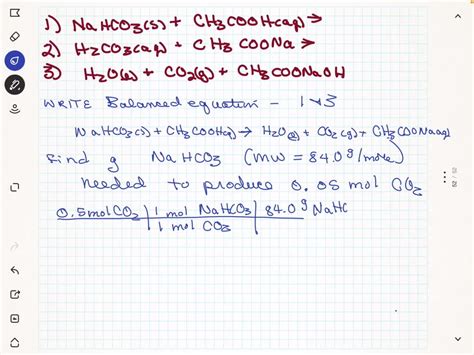 SOLVED 1 NaHCO3 s CH3COOH aq âž 2 H2CO3 aq CH3COONa aq âž 3