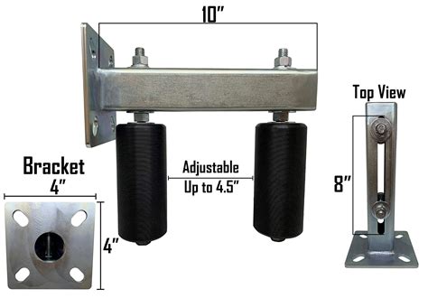 Adjustable Slide Gate Guide Rollers Upper Bolted Bracket Mount 6 Black