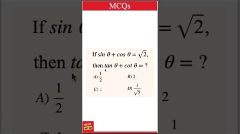 Min Trigonometry Challenge If Sin Theta Cos Theta Root Then Tan