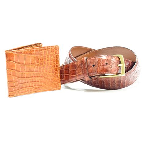 Cognac Alligator Belt Luxury Handcrafted Accessory Taza Leather