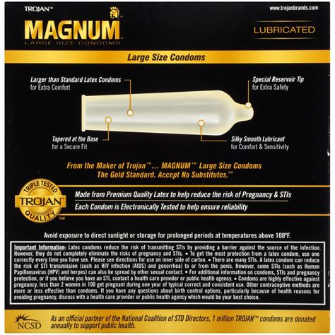 Trojan Magnum Lubricated Latex Large Size Condoms - Buy Online in KSA ...