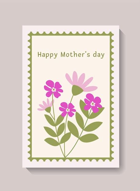 Feliz Día De La Madre Tarjeta De Felicitación Con Hermosas Flores De