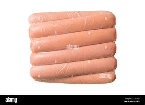 Sausages In Vacuum Plastic Packaging Isolated On White Background