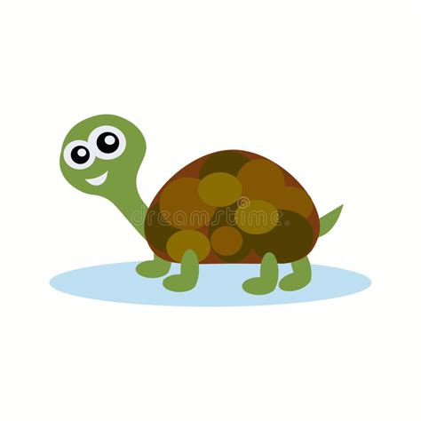 Cute Sea Turtle Cartoon Isolated On White Background Stock Vector