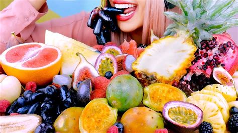 Asmr Exotic Fruit Platter Crunchy Eating Sounds No Talking 먹방 Youtube