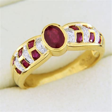 Carats Or Jaune Bague Ct Rubis Diamants Catawiki