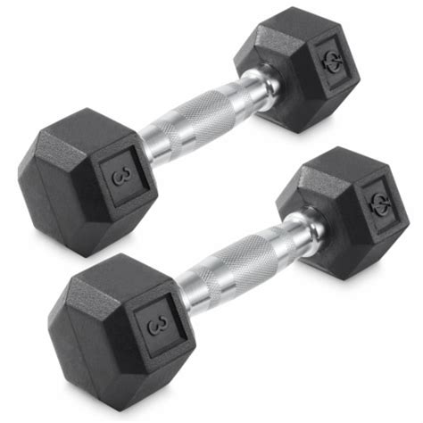 3 Lb Pair Rubber Coated Hex Dumbbell Cast Iron Hand Weight Set 3 Lb