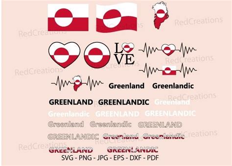 Greenland Flag Bundle Svg Map Love Graphic By Redcreations · Creative Fabrica