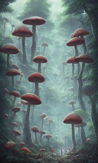 Magic Mushrooms Fliegenpilz Im Wald Ein Fabelhaftes Dickicht Des Waldes