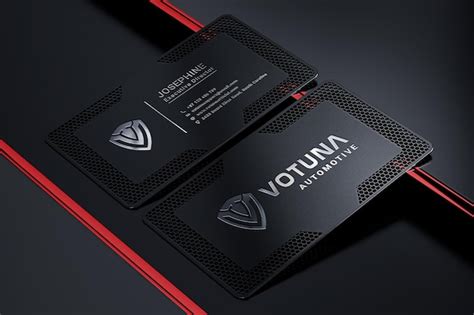 Premium PSD | Black metal business card logo mockup