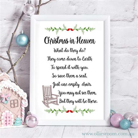 Christmas In Heaven Print Christmas Poem Christmas Print Decoration