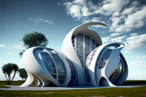 Fantasy Futuristic Architecture Ai Illustration Stock Illustration