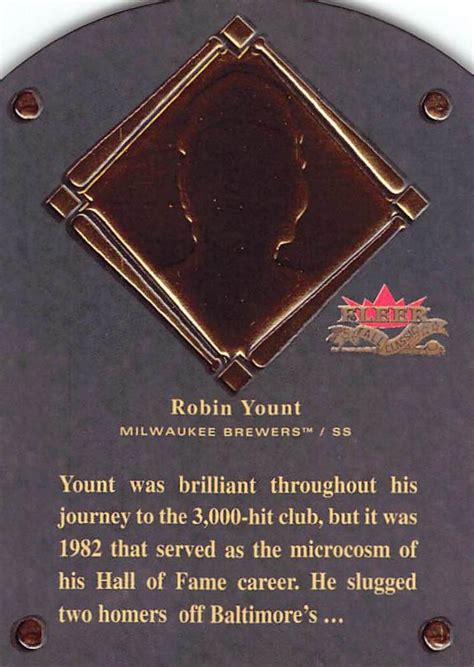 Fleer Fall Classic Hof Plaque Hf Robin Yount Trading Card