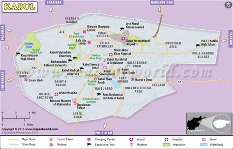 a map of kabul with all the major cities