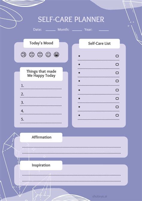 21 Free Printable Self Care Planner Templates For A Better You Shuteye