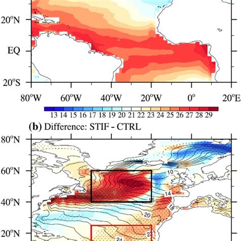 A Long Term Mean Of Sea Surface Temperature SST C In CTRL And B SST