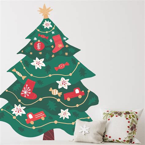 Christmas Tree Decal Christmas Decoration Stickers Christmas Wall Decal Etsy