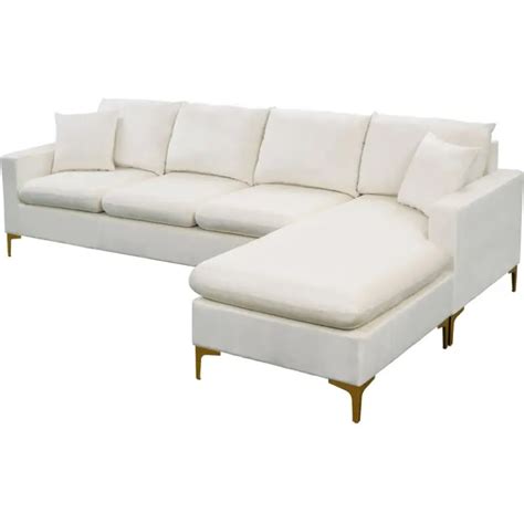 Tanikka Wide Velvet Right Hand Facing Modular Sofa Chaise With