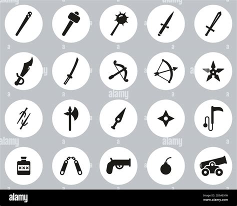 Armas antiguas o armas antiguas iconos Blanco y Negro plano Diseño