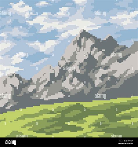 pixel art of nature mountain landscape Stock Vector Image & Art - Alamy