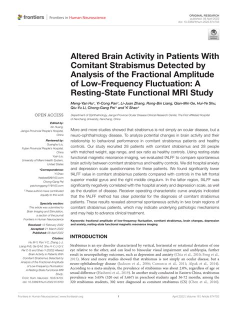 Pdf Altered Brain Activity In Patients With Comitant Strabismus