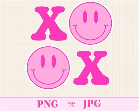 Xoxo Png Preppy Sublimation Preppy Png Pink Smiley Face Png Preppy Smiley Face Girly Png