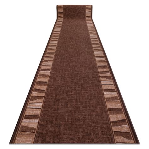 Alfombra de pasillo con refuerzo de goma LINEA marrón 100cm 100x1050 cm