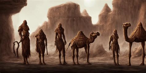 Bipedal Humanoid Camel Merchants In Town Square Stable Diffusion