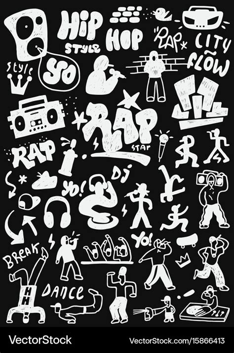 Hip Hop Rap Doodles Royalty Free Vector Image