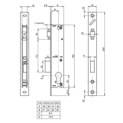 Serrure à larder à rouleau pour profil étroit type mtx 880 en coffre de