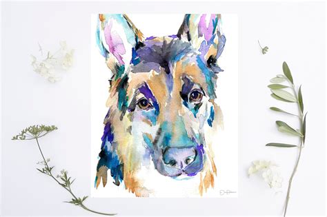 German Shepherd Watercolor Print Instant Download | German Shepherd by Jess Buhman, 8 x 10 ...