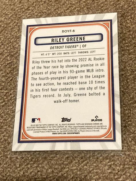 2023 Bowman Riley Greene Chrome ROY Favorites Mega Box Mojo Refractor