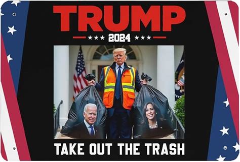 Amazon Trump 2024 Takes Out The Trash Trump Garbages Man Tin Signs