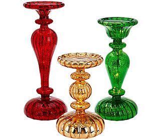 As Is Set Of 3 Illuminated Mercury Glass Pedestals By Valerie QVC